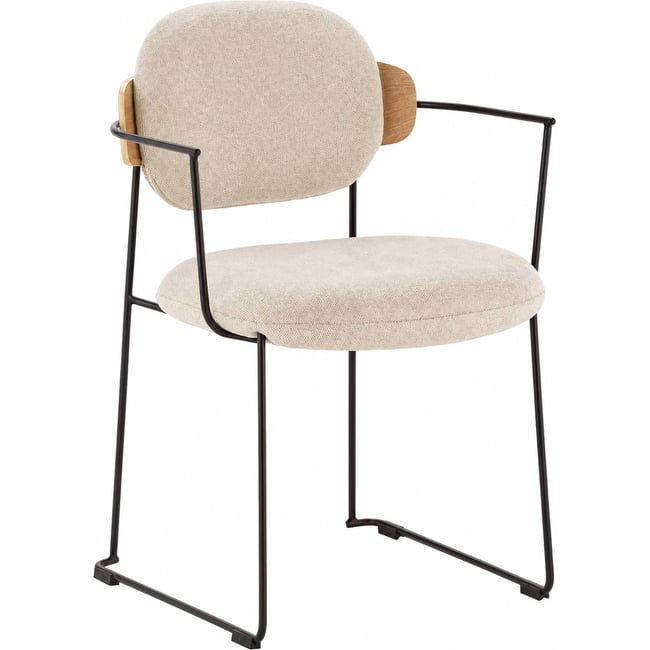 Chaise contemporaine en tissu et métal Couleur noir, naturel et blanc <span itemprop=
