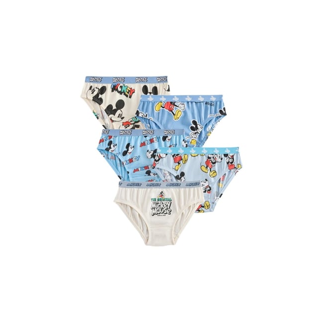 Slip mickey mouse, lot de 5 bleu/blanc <span itemprop=