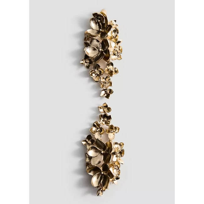 Boucles d'oreilles pendantes fleurs or <span itemprop=