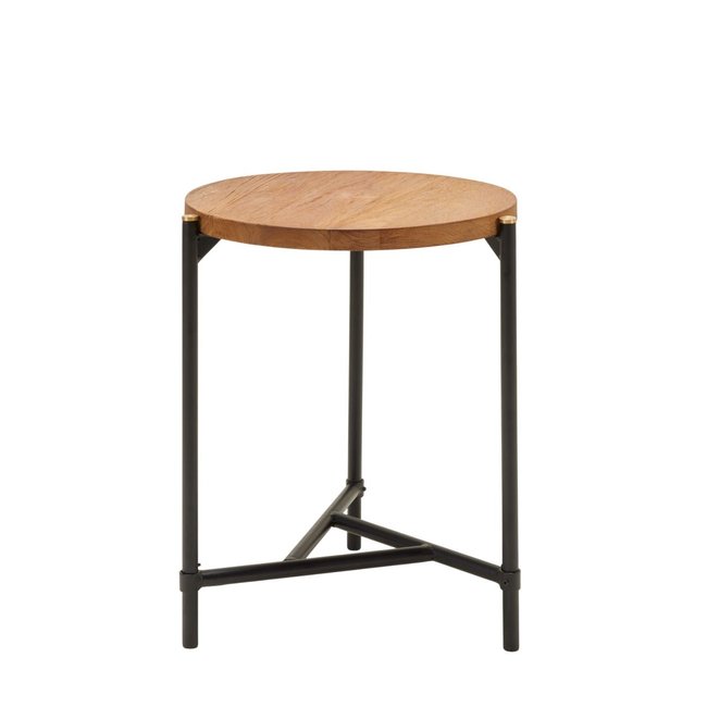 Table D'Appoint en bois teck et métal graphique THIMEA Couleur teck recyclé et noir <span itemprop=