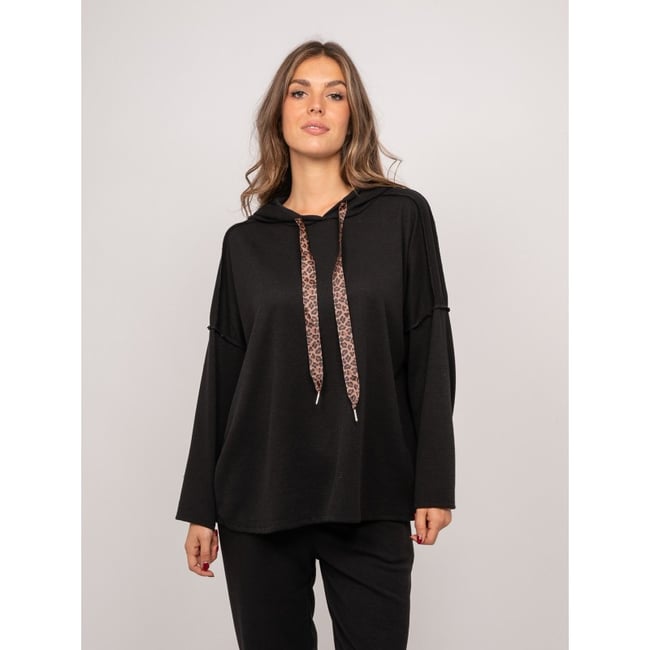 Sweat Capuche Oversize Cordon Léopard Yoko - DONA LISA