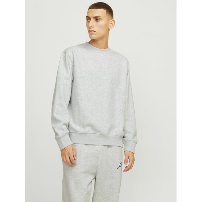 Felpa ampia girocollo grigio chiaro chiné JACK & JONES
