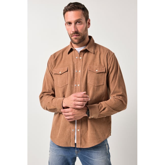 Chemise en velours côtelé marron noisette <span itemprop=
