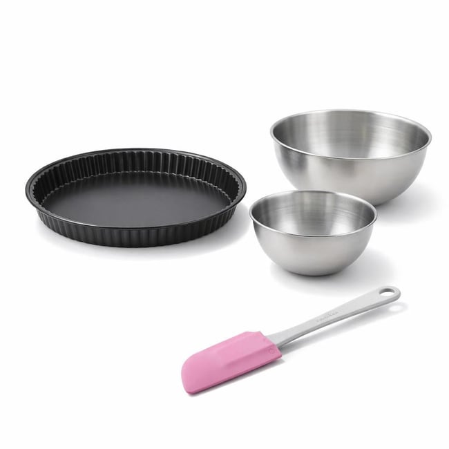 Set pâtisserie moule à quiche Lorraine 30 cm, 2 bols à mixer noir <span itemprop=