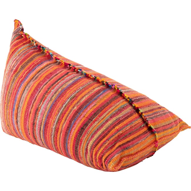 Pouf poire rayé en coton Couleur multicolore à dominante orange <span itemprop=