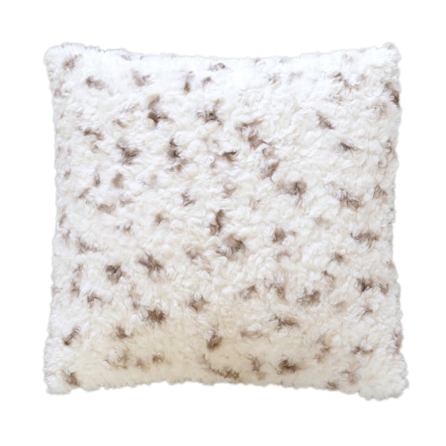 Coussin décoratif moucheté à texture bouclée et dos velours - QABANE ecru <span itemprop=