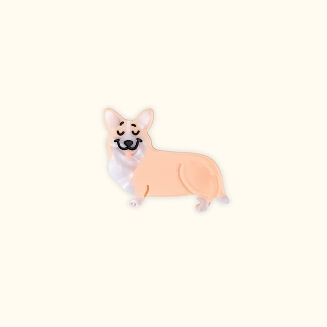 Barrette CORGI beige et blanc <span itemprop=
