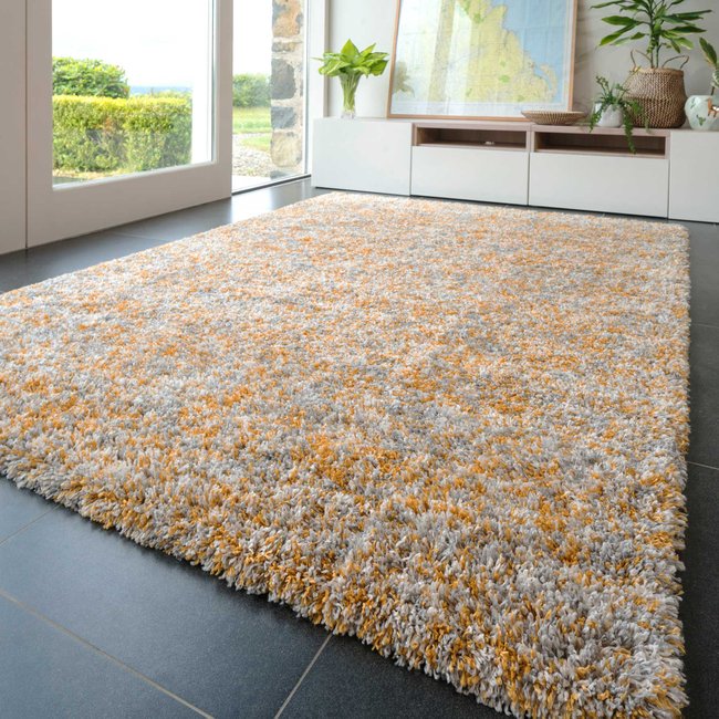 Tapis à poils longs, CAMBERLEY Couleur ocre <span itemprop=