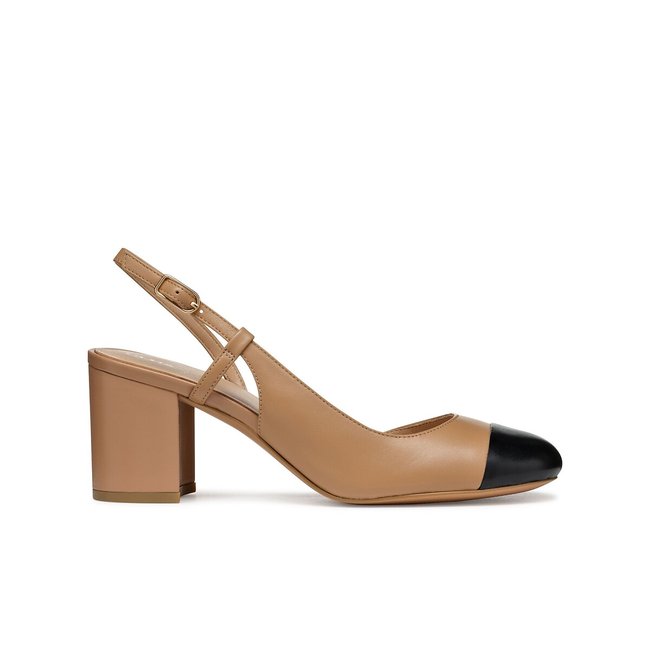 Slinback-Pumps aus Leder Virnilisa 65 beige/schwarz <span itemprop=
