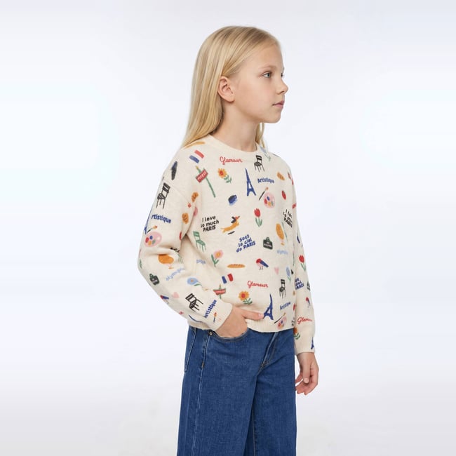 Pull imprimé amaretti <span itemprop=