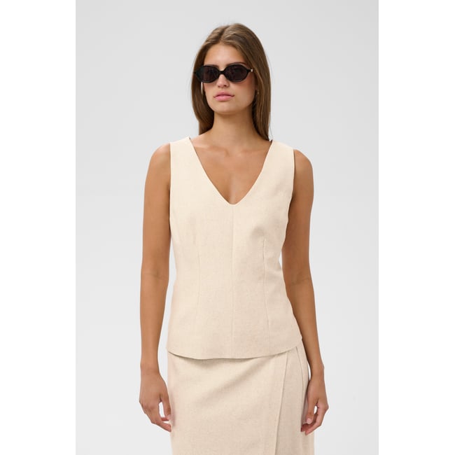 Blouse à manches courtes beige oatmeal <span itemprop=