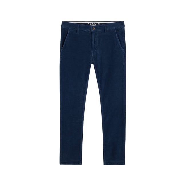 PANTALON CHINO VELOURS ROYROMA bleu foncé <span itemprop=