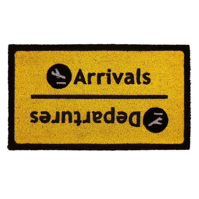 Arrivals & Departures Coir Doormat, yellow, SO'HOME