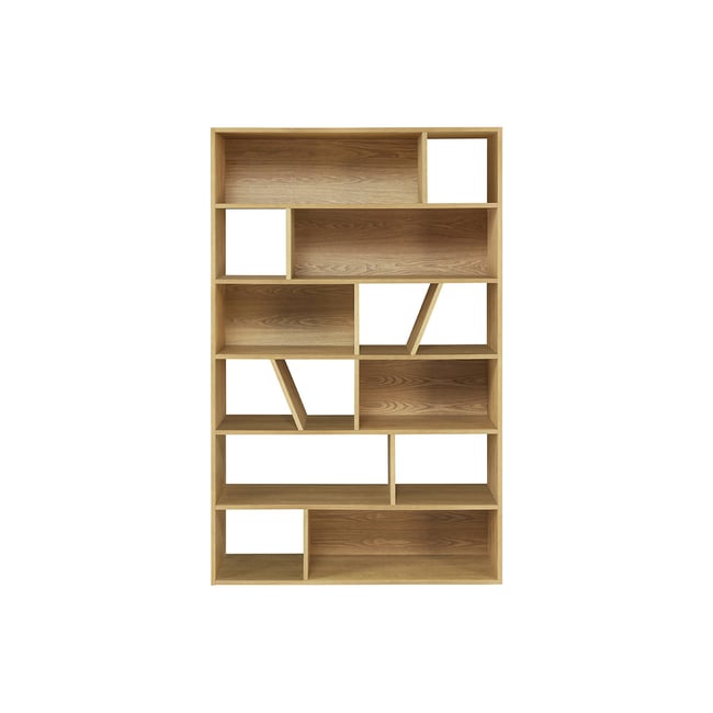Bibliothèque design en bois clair L120 cm AZTEQUE Couleur naturel <span itemprop=