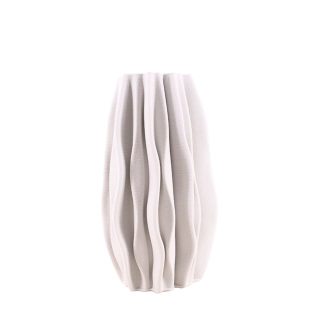 Vase alvéolé en céramique 3D, H30cm Couleur blanc <span itemprop=