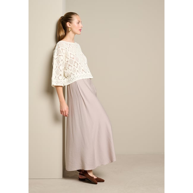 Jupe longue fluide taupe <span itemprop=