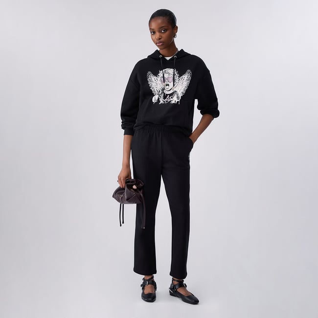 Sweat à Capuche avec Imprimé noir <span itemprop=