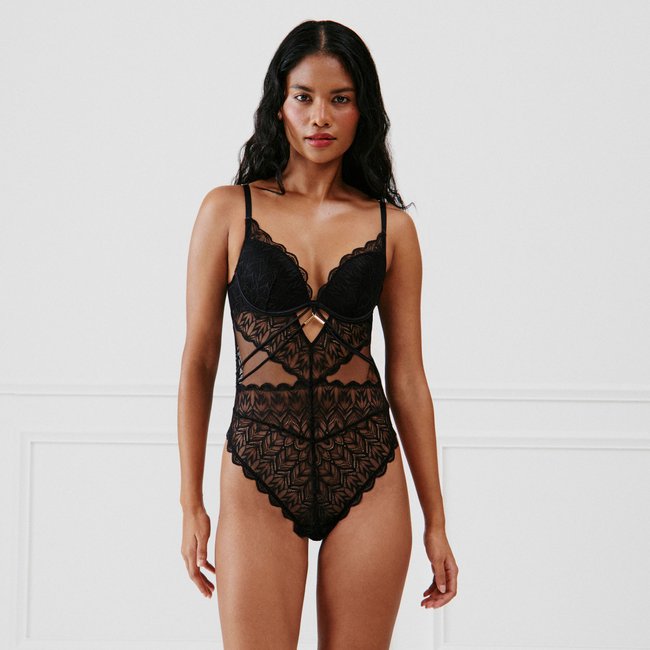 Body push-up en dentelle NORAIZ noir <span itemprop=
