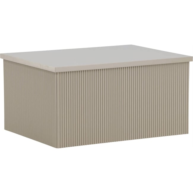 Table basse ronde base rainurée LENOX Couleur beige sable <span itemprop=