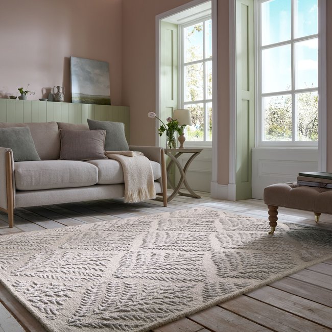 Tapis floral en laine SLOANE Couleur gris <span itemprop=