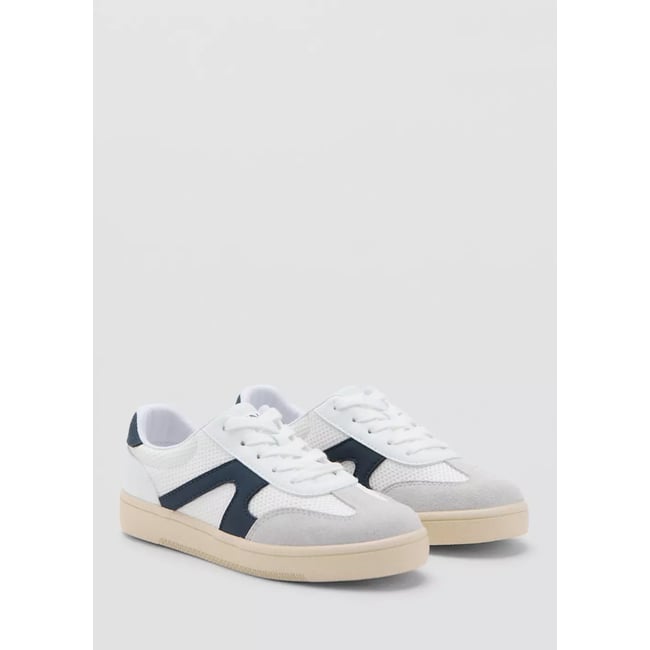Tennis combinées cuir blanc cassé <span itemprop=