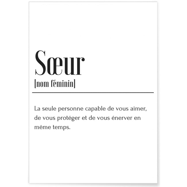 Affiche Définition Soeur Couleur blanc <span itemprop=
