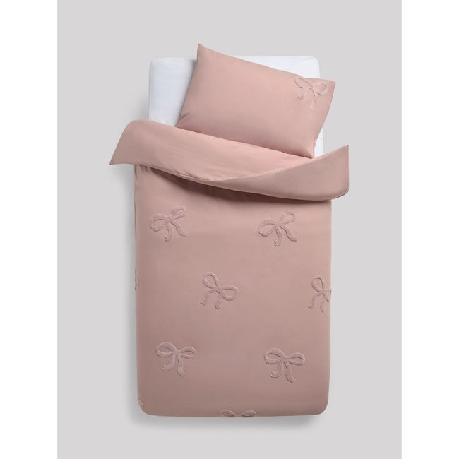 Housse de couette et taie d'oreiller en coton rose <span itemprop=