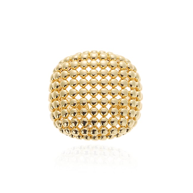 Bague carrée aux motifs alvéolés PHYLO doré <span itemprop=