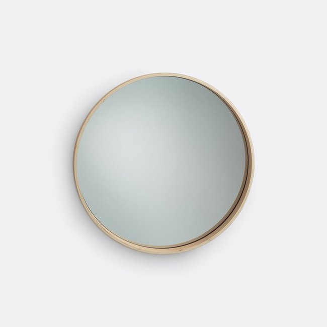 Miroir rond plaqué chêne Ø59 cm, Alaria Couleur chêne clair <span itemprop=
