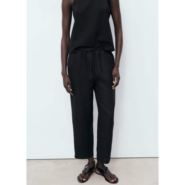Pantalon lin cordon - MANGO