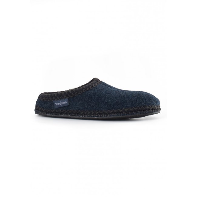 Pantoufles chaudes en tweed WINSLET bleu marine <span itemprop=
