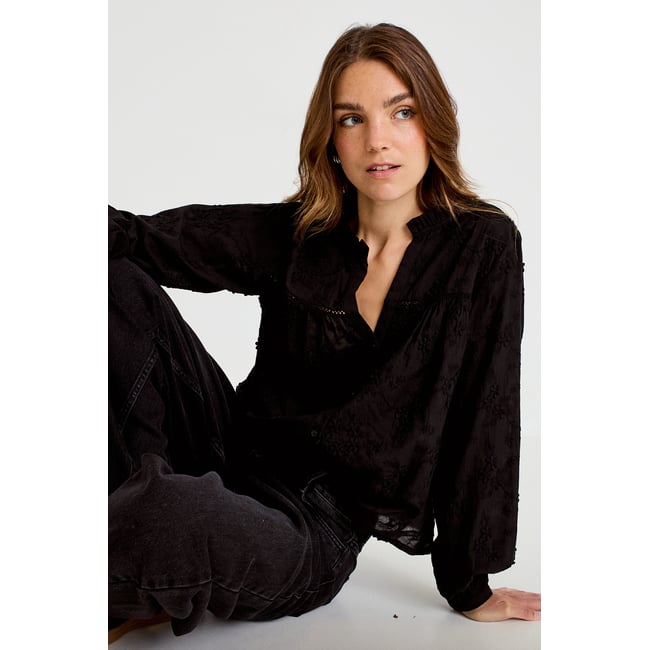 Blouse droite col rond manches longues - CACHE CACHE