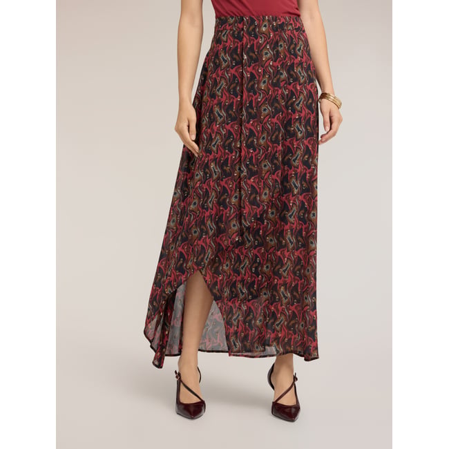 Jupe maxi imprimée rouge <span itemprop=