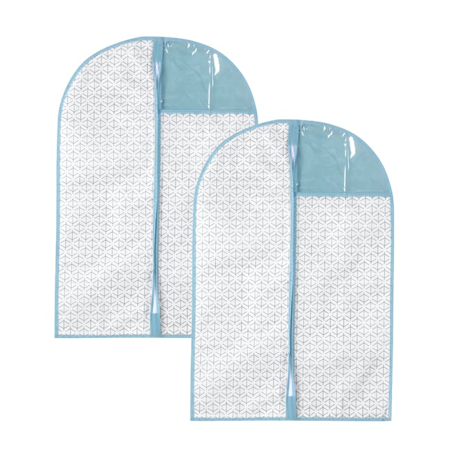 2 housses pour vêtement blanc et bleu - H90 cm Couleur v002227 <span itemprop=