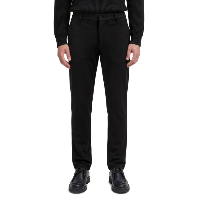 Pantalon modèle Morot Jogger fuselé en jersey interlock doux noir <span itemprop=