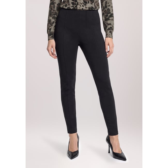 Pantalon stretch à taille élastique noir <span itemprop=