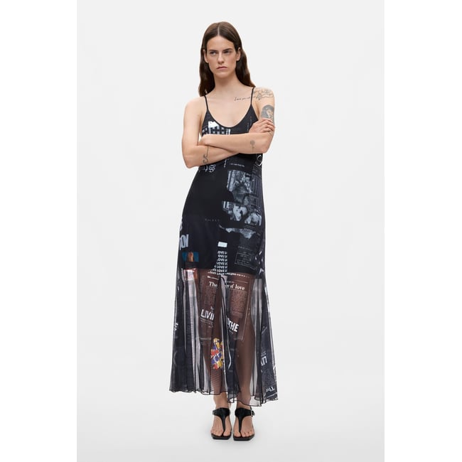Robe à bretelles imprimée blanc <span itemprop=