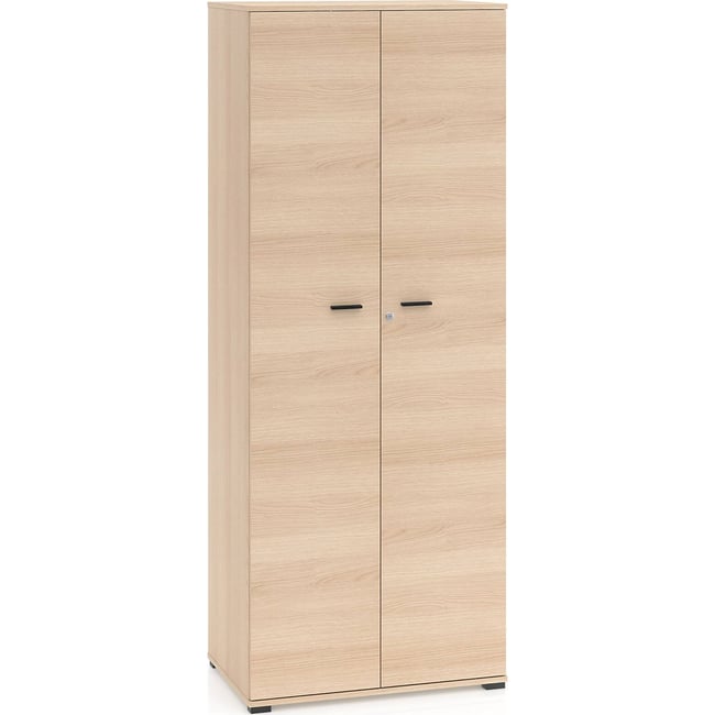 Armoire 2 portes collection ODELIS Couleur chêne lindberg et noir <span itemprop=