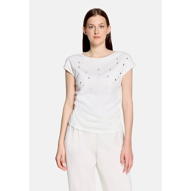 Haut casual de texture côtelée blanc <span itemprop=