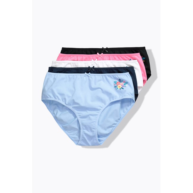 Lot de 5 culottes midi, motif petites fleurs bleu nuit <span itemprop=