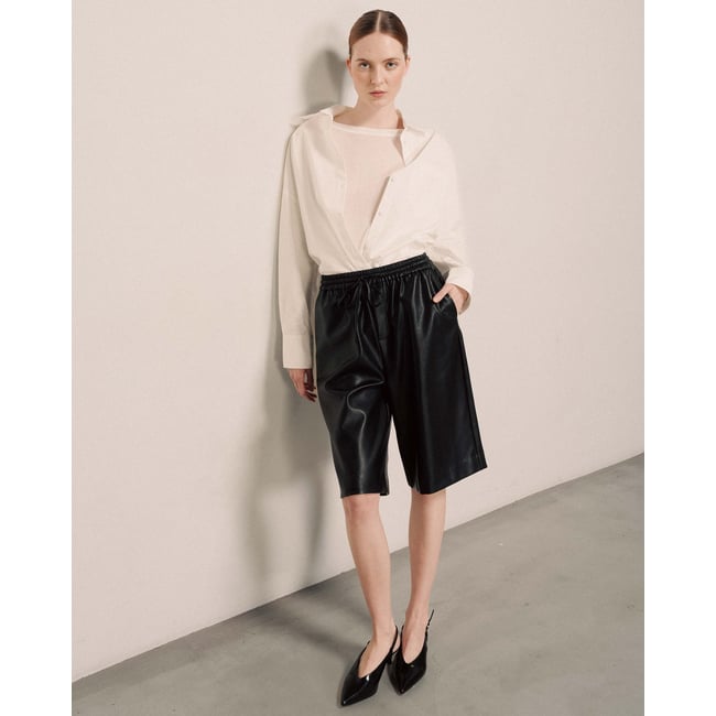 Bermuda en simili cuir noir Tiago noir <span itemprop=