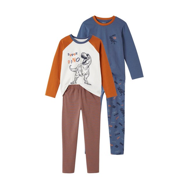 Lot de 2 pyjamas nature en velours basics lot bleu et gris Vertbaudet
