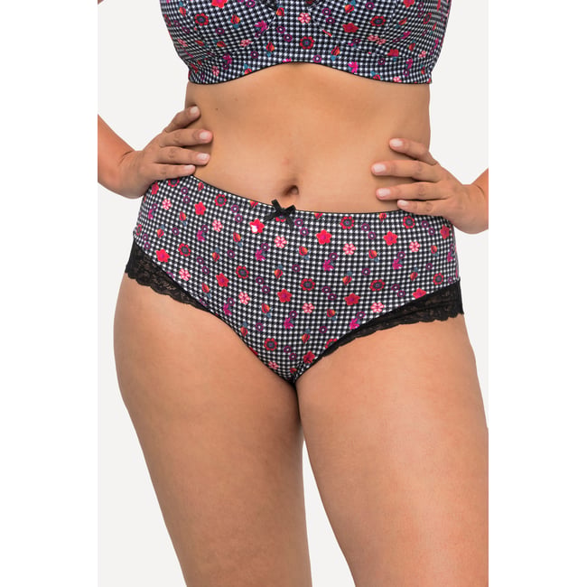 Culotte midi avec motif pied-de-poule noir <span itemprop=