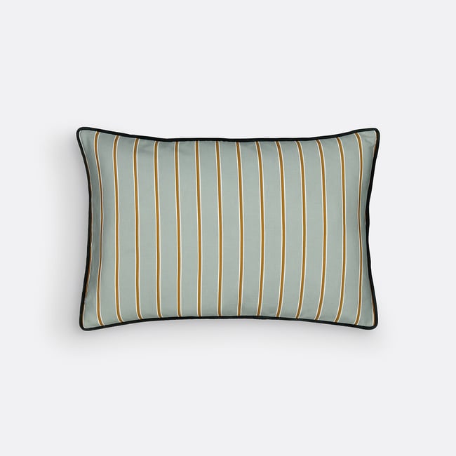 Housse de coussin rayée 60x40 cm, Georgio vert de gris <span itemprop=