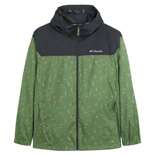 Coupe-vent à capuche Flash Challenger noir + imprimé vert <span itemprop=