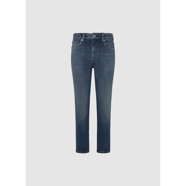 Tapered-Jeans mit hohem Bund medium indigo <span itemprop=