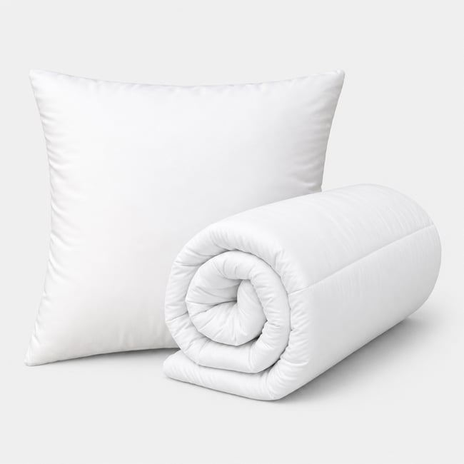 Lot couette chaude premium anti-acariens  + 1 oreiller respirant - QABANE Couleur blanc <span itemprop=