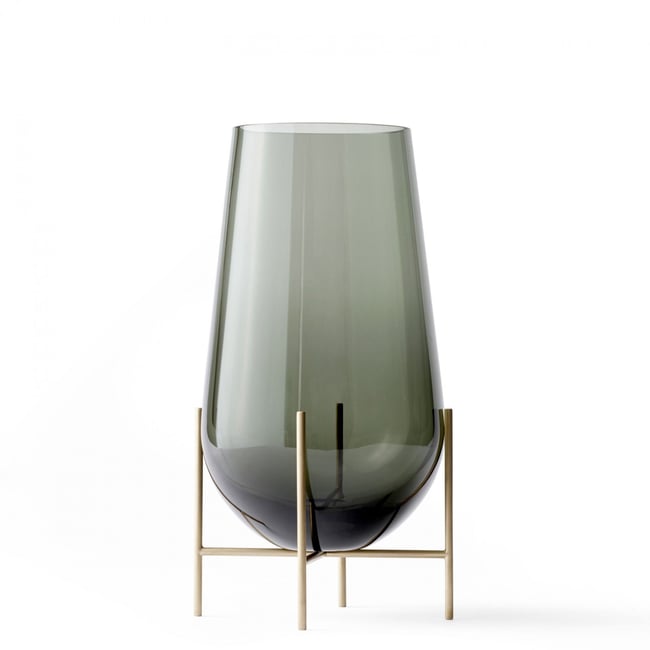 Vase Echasse Medium Verre Fumé et Laiton H 45 Diam 22 cm Couleur v002229 <span itemprop=