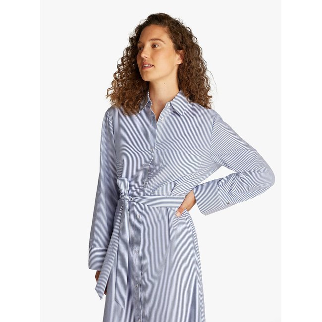 Embroidered maxi dress with tie waist, blue, Tommy Hilfiger | La Redoute