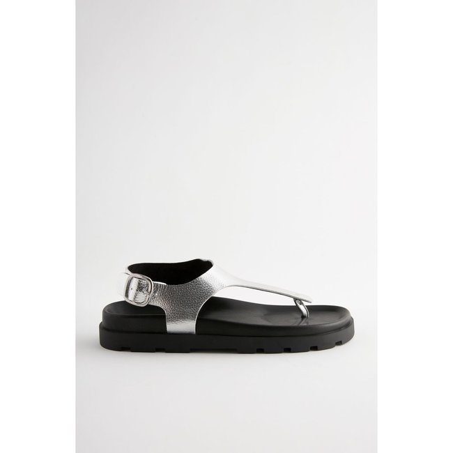 Tongs avec assise plantaire moulée argent <span itemprop=